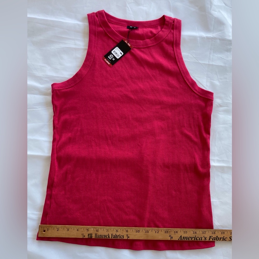 EXPRESS XL RIBBED TANK TOP COTTON/SPANDEX PINK - Picture 2 of 7